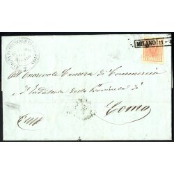1850, Lettera da Milano 11.4.1852 per Como affrancata con...