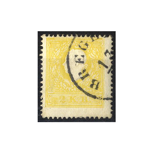 1858, "Bregenz", Teil - Einkreisstempel auf 2 Kr. gelb, Type II (ANK 10II)
