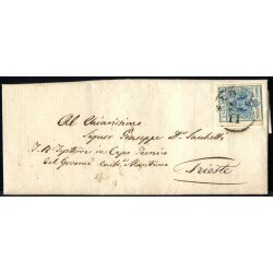 1854, 45 Cent. azzurro su lettera da Padova 27.11.1857...