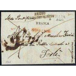 1841, lettera del 4.8. per Forli, con timbro OSTIGLIA/4...