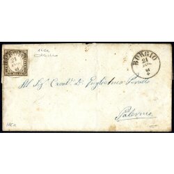 1861, 10 Cent. grigio olivastro scuro su lettera da...