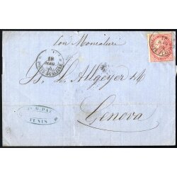 1864, lettera da Tunisi il 18.5.64 per Genova affrancata...