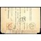 1884, ricevuta di ritorno di vaglia affrancata con coppia verticale di segnatasse da 10 c. timbrati Teramo 3.2.84 con ricevuta del vaglia incollata sopra un francobollo