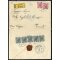 1901, "ROVEREDO 15 / 12 / 04 / XI", vier Doppelkreisstempel auf zwei Stück 10 H. vorne und Fünferstreifen 5 H. rückseitig auf rekommandiertem Brief der 2. Gewichtsstufe nach Trient, signiert Sottoriva (ANK 87+89)