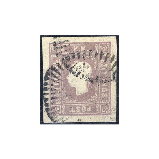 1858/59, 1,05 Kr. dunkellila mit zwei Strahlenteilstempel, Attest Strakosch, ANK. 17c / 700,-