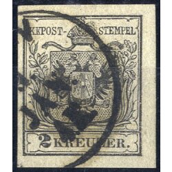 1850, 2 Kr. HPI schwarz, gestempelt, Befund Dr. Strakosch...
