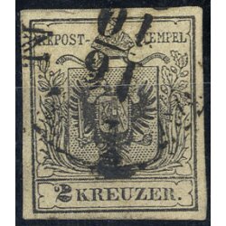 1854, 2 Kr. MPIIIb grauschwarz, gestempelt, Befund...