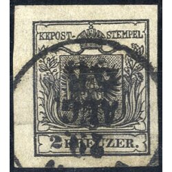 1854, 2 Kr. MPIII tiefschwarz, gestempelt, Befund Steiner...