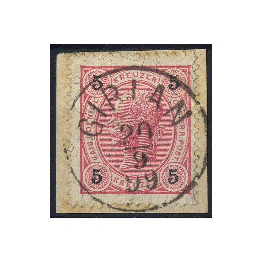 1890, "GIRLAN 20 / 9 / 99", Einkreisstempel auf 5 Kr., Ausgabe 1890, auf Briefstück, selten, signiert Steiner (ANK 532)