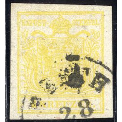 1854, 1 Kr. MPIII gelb, gestempelt, Befund Babor (ANK 1MIII)