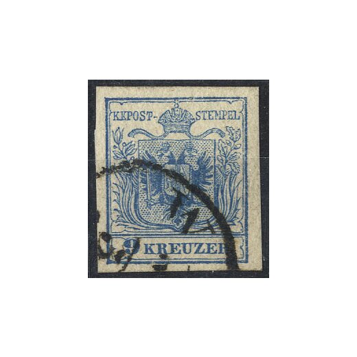 1850, 9 Kr. HPIIIb, Kartonpapier 0,13 mm, Befund Babor (ANK 5HIIIb)