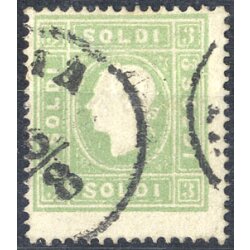 1859, 3 Soldi verde giallo, secondo tipo, carta cartone...