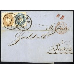 1864, Auslandsbrief von Wien 4.5.1864 nach Paris mit 10...