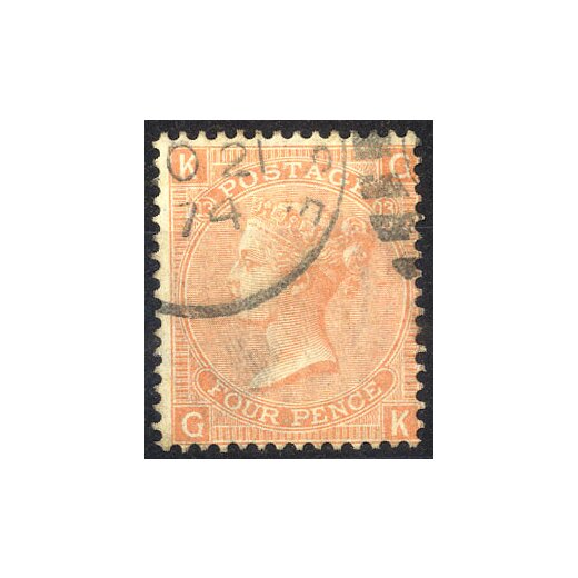 1865, Victoria, 4 P orangerot, Plattennr. 13, SG 94 / 60,-