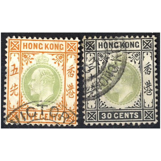 1903, Eduard VII, Kleinserie von 1 C. bis 30 C., 9 Werte, Mi. 61-69