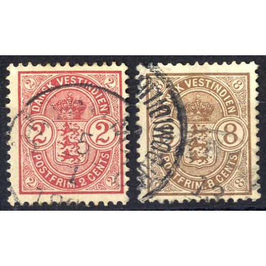 1903, Wappen, 2 C. karmin und 8 C. braun, Mi. 27-28