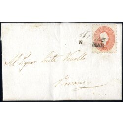 1861, 5 Soldi rosso su lettera da Tiene per Bassano...