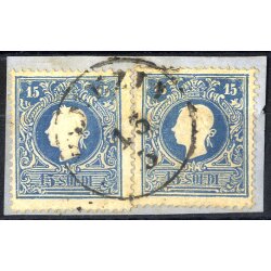 1859, 15 Soldi azzurro, secondo tipo, due esemplari su...