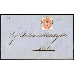 1863, 5 Soldi rosa su lettera da Verona per Ala,...