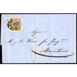 1850, 30 Cent. bruno lillaceo su lettera da Milano (Sass....