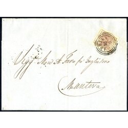 1854, 30 Cent. bruno, carta a macchina, su lettera da...