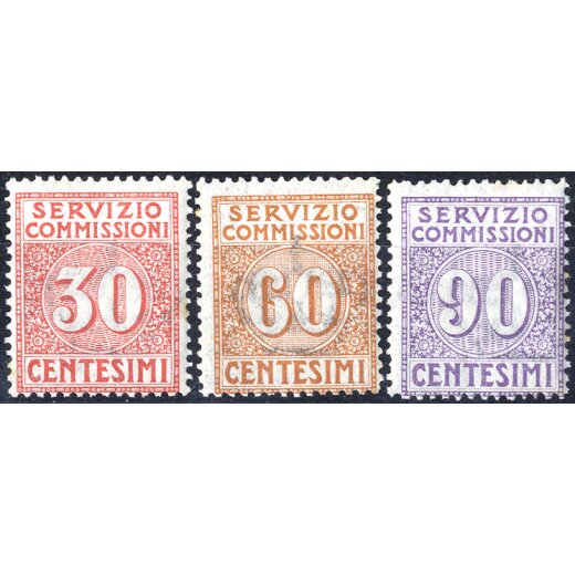 1925, Servizio Commissioni, tre valori, gomma integra (Sass. 1-3 / 550,-)