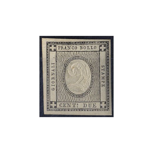 1861, Stampati, 2 Cent. grigio nero, nuovo con gomma originale (Sass. 20 / 500,-)
