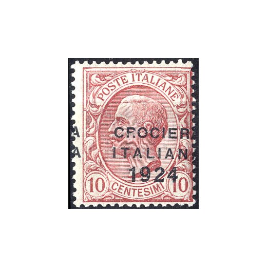 1924, Crociera Italiana, 10 Cent. rosa con variet? soprastampa fortemente spostata a destra", gomma integra (Sass. 162af / 150,-)