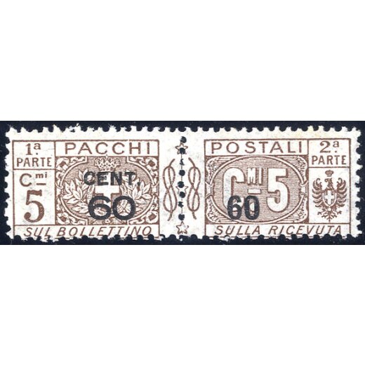 1923/25, 60 Cent. con variet? "soprastampa invertita", nuovo (Sass. 21i / 220,-)