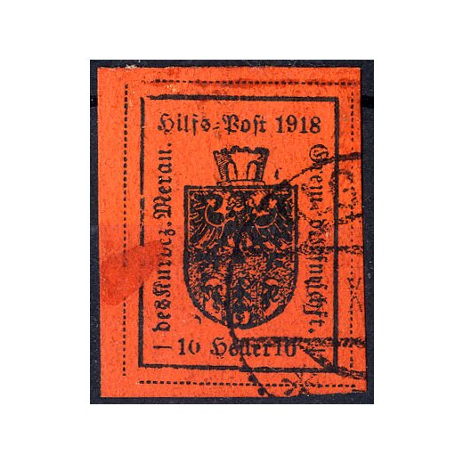 1918, 10 H. rosso mattone, usato, difetti (Sass. 9 - 800,-)
