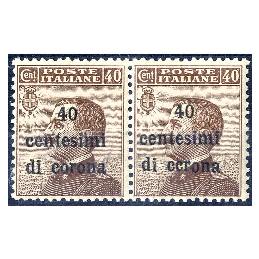 1919, Trento e Trieste, 40 su 40 Cent. bruno, coppia con variet? "lettere errate", nuova (Sass. 7+7l / 450,-)