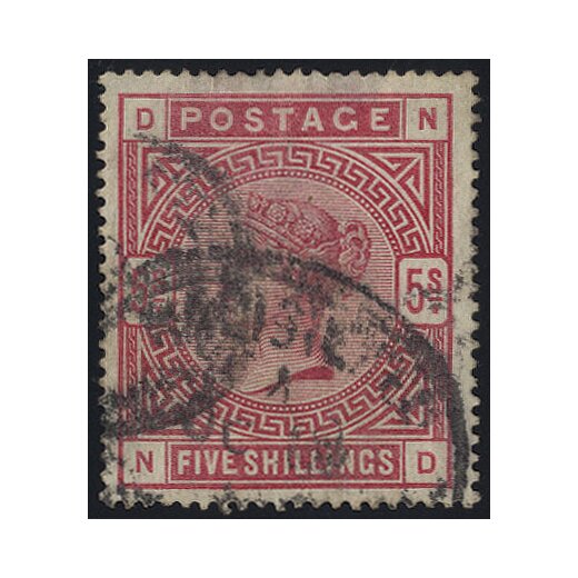 1883, 5 Sh rosalila, dünn im oberen Rand, Mi. 83 a SG 180 / 200,- Unif. 87