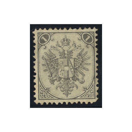 1890, Steindruck, 1 Kr. grau, LZ 12, natürliche Gummisprünge (Mi. 1IAa - Fb. 2I)