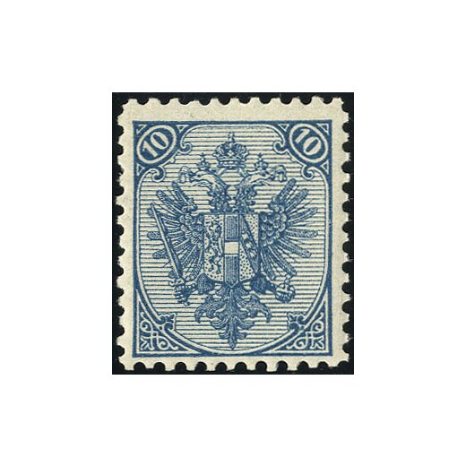 1895, Buchdruck, 10 Kr. blau, LZ 10 1/2, (Mi. 5II/IA- ANK 6II / 30,-)