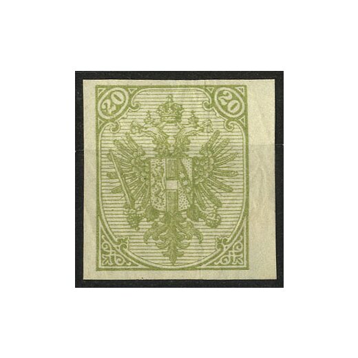 1895, Buchdruck, Bogenprobe, 20 Kr. oliv, hellere Farbe, ohne Gummi, Kurzbefund Goller, (Mi. 8IIPU IV - ANK 8II)