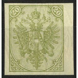 1895, Buchdruck, Bogenprobe, 20 Kr. oliv, hellere Farbe,...