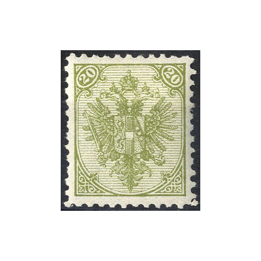 1895, Buchdruck, 20 Kr. oliv, LZ 10 1/2, (Mi. 8IIA- ANK 8II / 32,-)