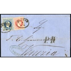1867, Auslandsbrief von Triest 3.7.1870 nach Venedig mit...