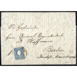 1859, 15 Kr. blau, Type II, auf Brief datiert Belgrad...