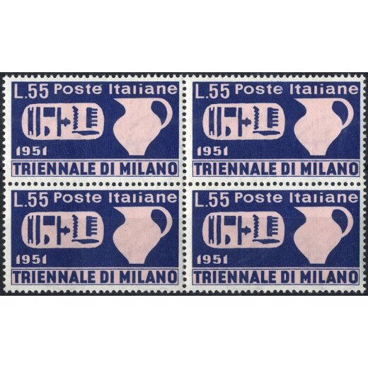 1951, Triennale di Milano serie completa in quartina, Sass. 666-667 / 300,-