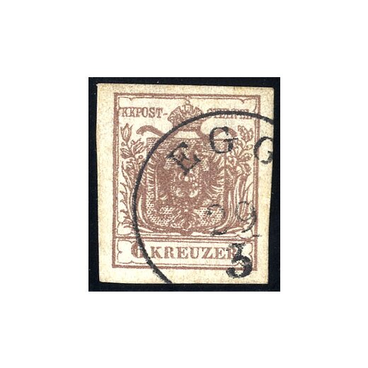 1854, "EGG 29 / 3", Teil - Einkreisstempel auf 6 Kr. MPIII (Mü. 593a)