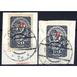 Graz, 1921, zwei gestempelte Werte auf Briefst&uuml;ck