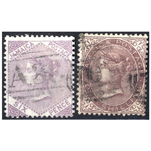 1860/70, Viktoria, 6 P lila, 1 Sh braun, Mi. 5,6