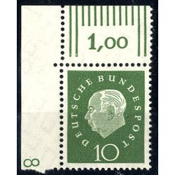 1959, Heuss, 10 Pf. mit Druckerzeichen 8 (Mi.303DZ / 60)