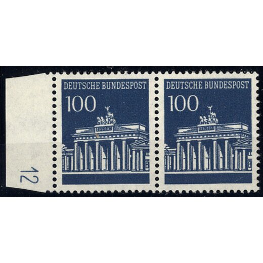 1966, Brandenburger Tor, 1 Mark mit Druckerzeichen "12" (Mi.510vDZ / 85,-)