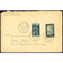 1951, Brief von Wadgassen am 18.6. nach Turin, Mi. 306,307
