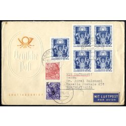 1955, Ersttagsbrief von Plauen per Luftpost nach Turin...