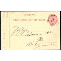 1900, Doppelkarte mit Stuttgarter Privatpost Marke...