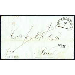 1850, Brief von M&uuml;nchberg am 12.4. nach Triest, B.O.C.