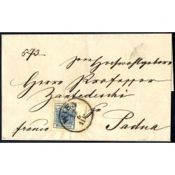 1854, 9 Kr. blau, breites rechtes Randstück auf...